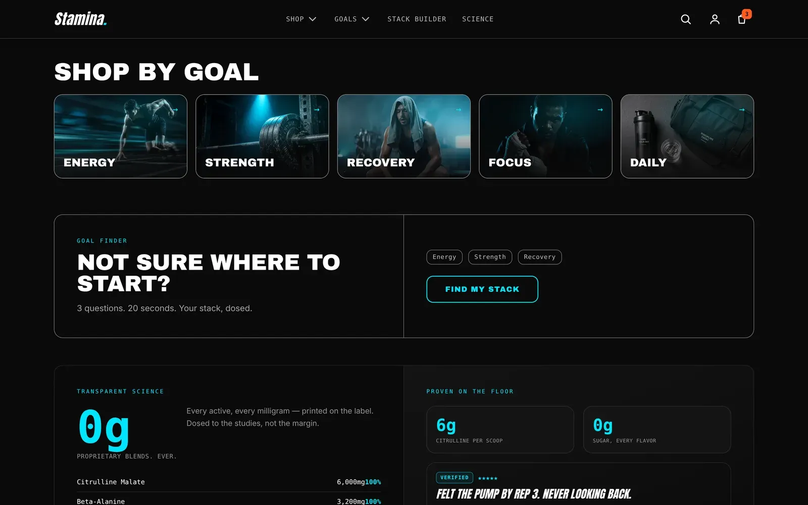Goal tiles on the home page
